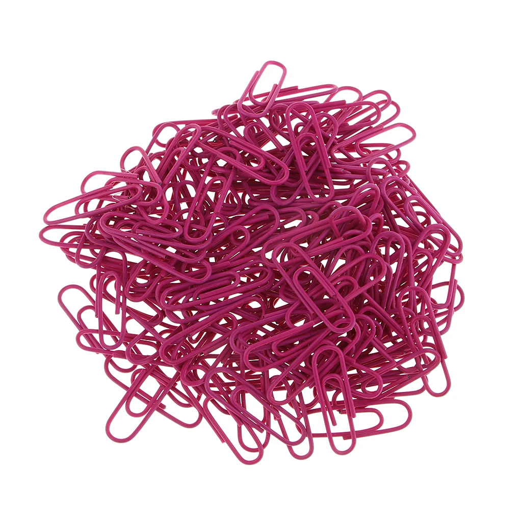 150pcs/Box Metal Paper Clips Photo Paper Clip Bookmarks Office School Stationery for Document Organizing Rose red 28x9mm
