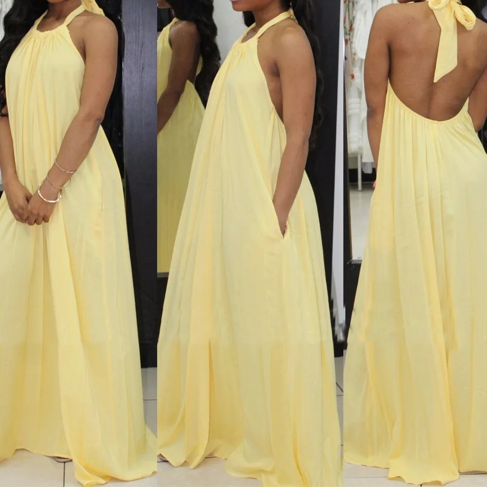 Bohemian-Beach-Long-Dress-For-Women-Sexy-Club-Wear-Halter-Backless-Dresses-White-Yellow-Robe-Longue (5)