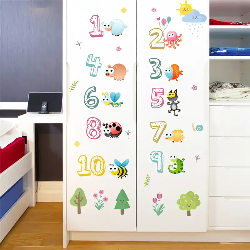 Cute Animals With Arabic Numbers Wall Stickers For Kindergarten Clroom Kids Room Home Decoration Nursery Mural Art Decal Cute Animals With Arabic Numbers Wall Stickers For Kindergarten Clroom Kids Room Home Decoration Nursery Mural Art Decal
