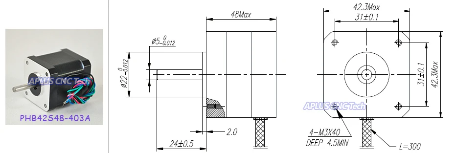 5 шт. NEMA 17 Шаговые двигатели, 73.5oz в 48 мм 2.3a, 1.8 градусов, 4 провода