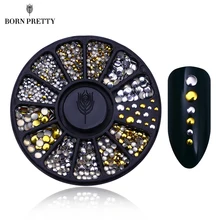 500 шт Мини Золотой Серебряный Круглый гвоздик со стразами 1,2 мм/2 мм/3 мм украшения для ногтей с коробкой#12411