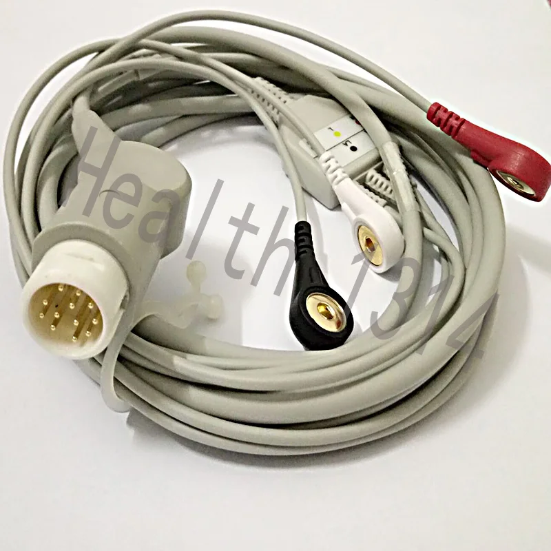 Совместим с 12pin Philips (HP) пациента ЭКГ/ЭКГ монитор AHA 3 свинцовый кабель и оснастки