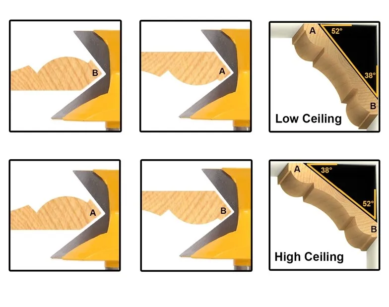 1 Pcs 52 Degree X 38 Degree Crown Molding Miter Router Bit 1//2/" Shank