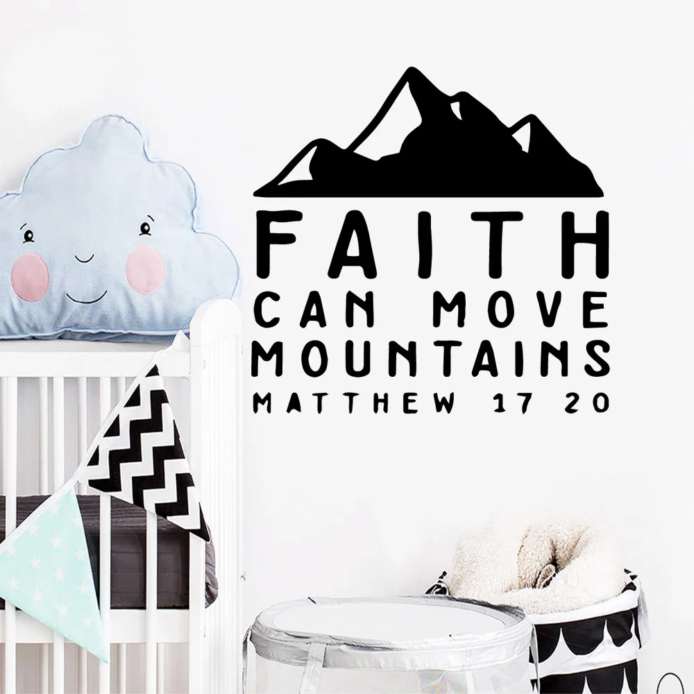 

Cartoon Faith Can Move Mountain Wall Sticker Vinyl Art Home Decor For Kids Rooms Decoration Removable Decor Wall Decals