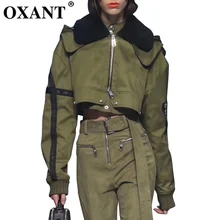 OXANT, женские толстовки, куртки для женщин, короткий топ с длинным рукавом, короткие пальто для женщин, осень, корейская мода, одежда