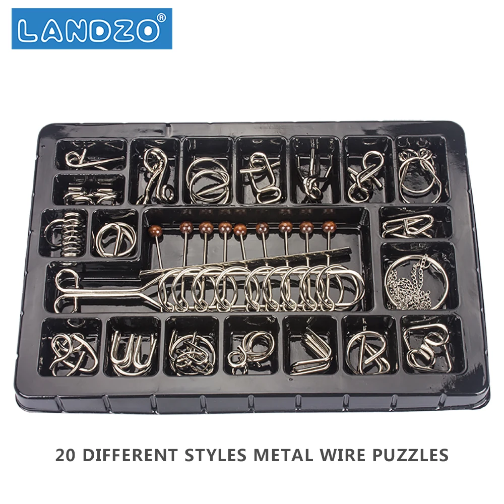Metal Wire Puzzle Set of 120 with Pouch,Brain Teaser IQ Test Disentanglemen Iron Link Unlock Puzzles Game Chinese Ring Puzzle-in Puzzles from Toys & Hobbies ...