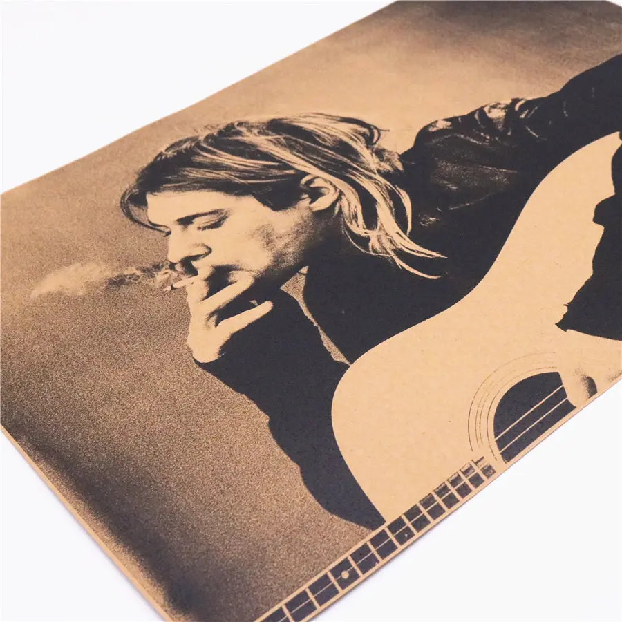 Классический Курт Кобейн, Нирвана фронтмен рок музыки плаката Винтаж крафт Бумага постер 42x30 см FRD012
