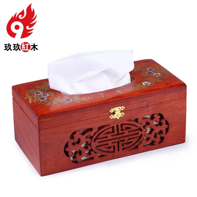 chinese rosewood mahogany tissue box creative napkin pumping tray