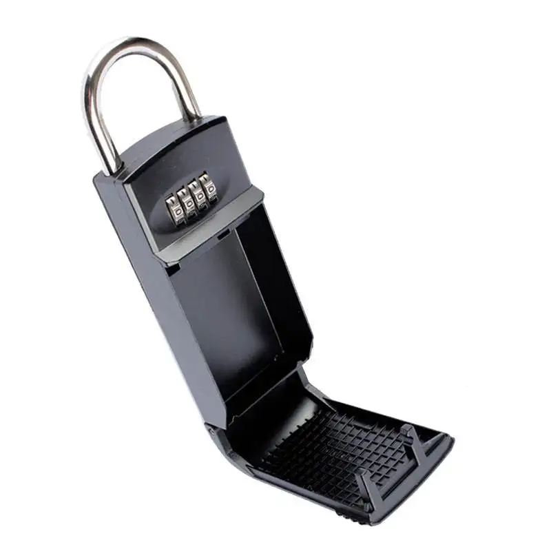 Office Secret Locks Padlock Keyed Security Gym Mechanical Password Door Lock Key Storage Box Organizer, Big Metal Size black