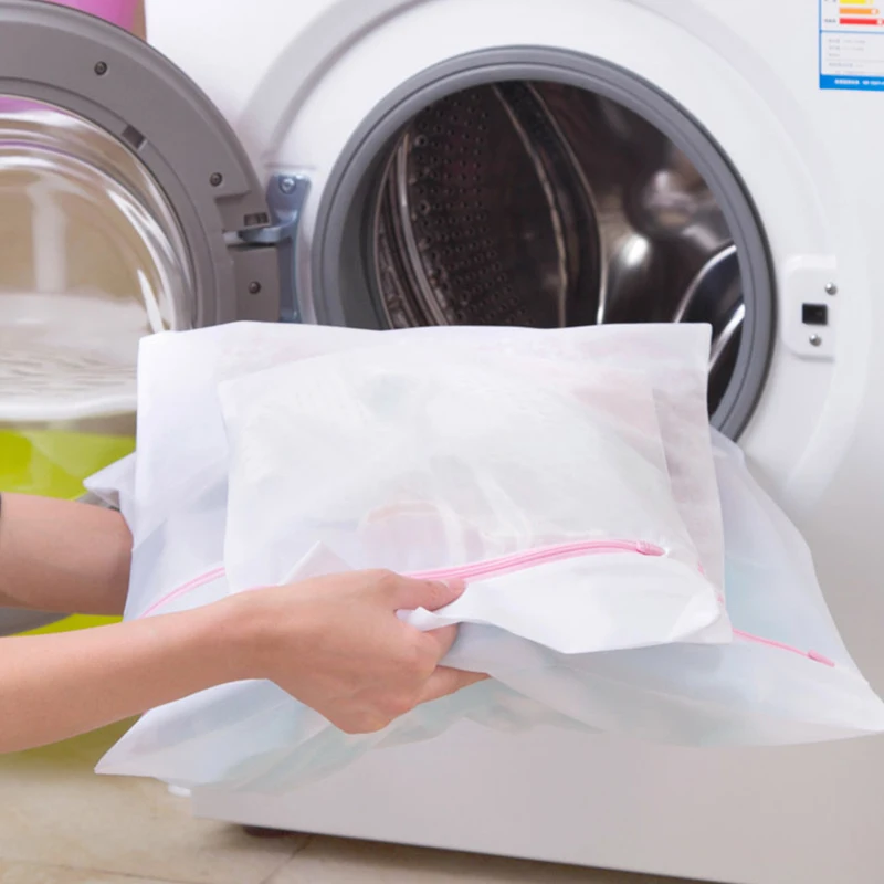 

3 Sizes Wash Bag Foldable Nylon Laundry Bag Bra Socks Underwear Clothes Washing Machine Protection Net Mesh Zippered Bags