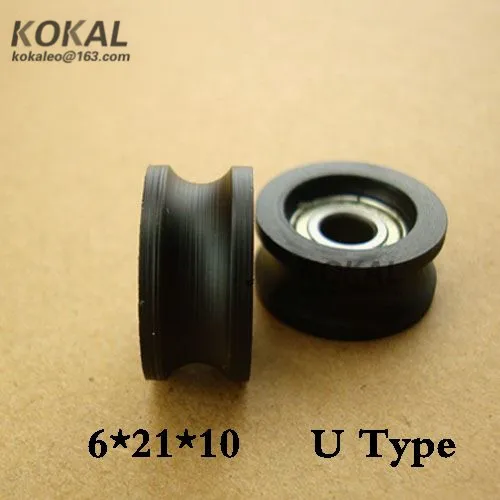 

[U0621-10] high quality 6*21*10 U groove bearing nylon roller wheel pulley 696zz nylon roller wardrobe wheel