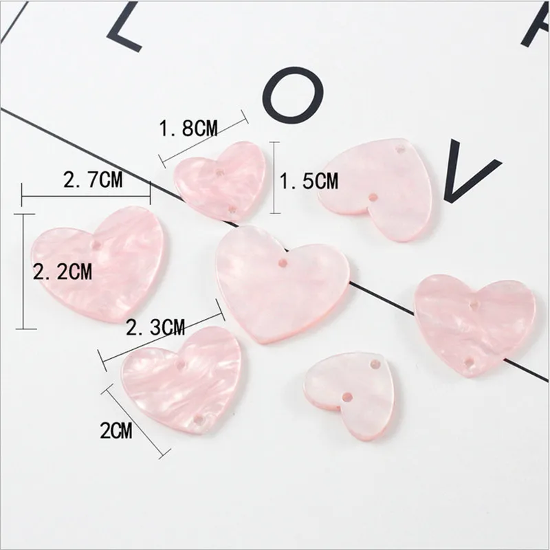 

2pcs/lot 2.7X2.2CM Shell Acetic Acid Pendant Connectors Charms For DIY Earrings Jewelry Making Acrylic Heart Beads with Hole