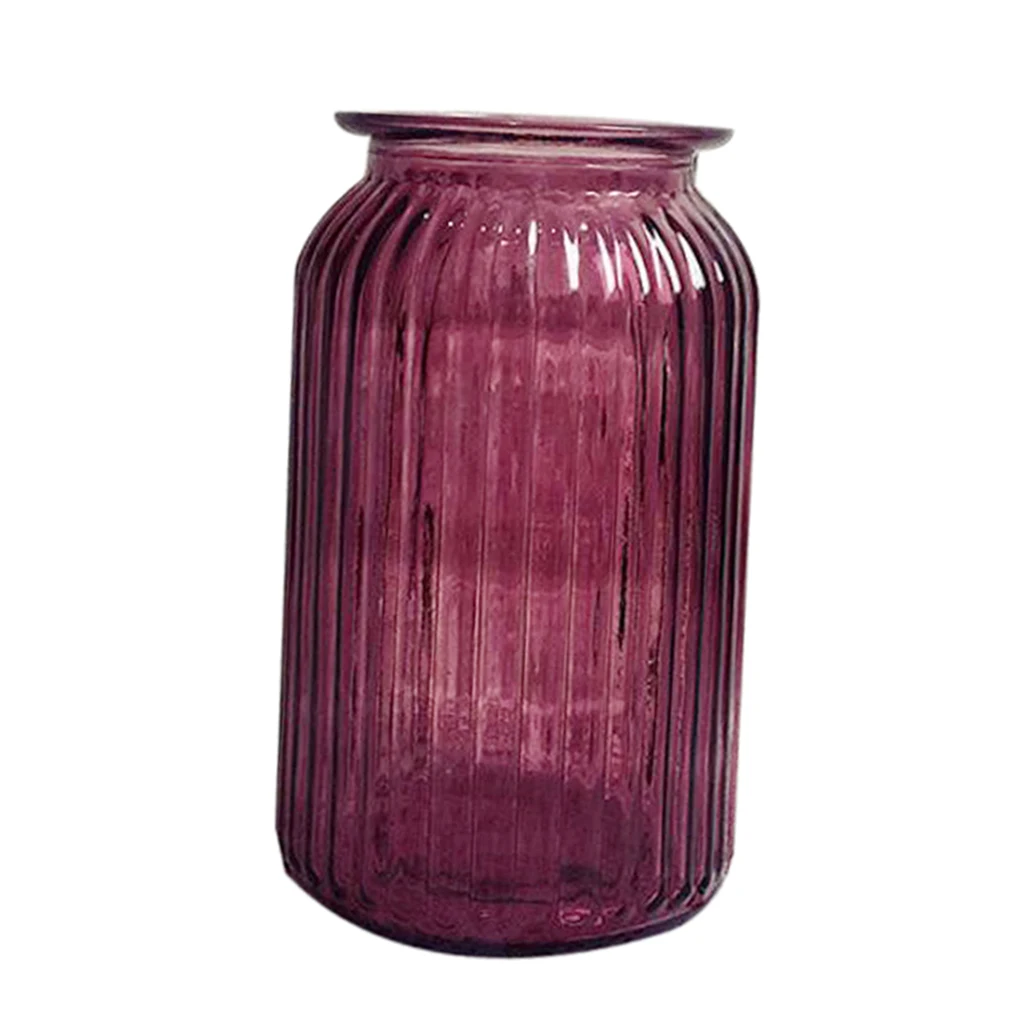 Colorful Glass Dried Flower Vase Hydroponic Container Bottle for Home Room Table Decor Office Shop Cafe Club Ornament