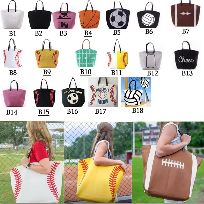 

2019 Softball, baseball, football, soccer, basketball,Sports totes 18 color B1 TO B17