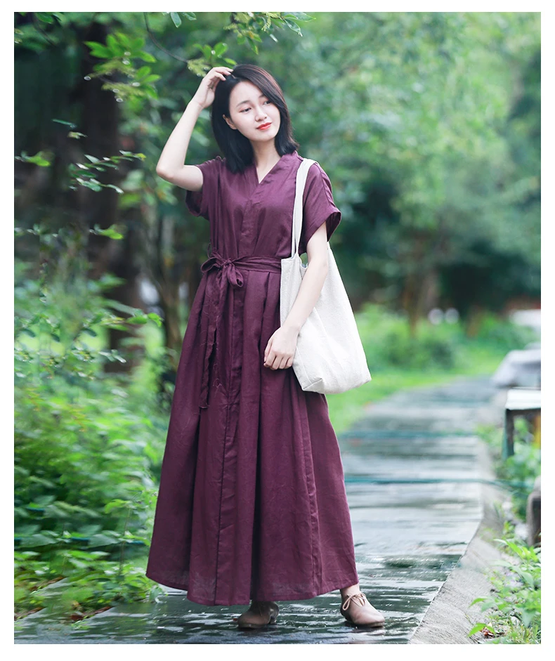 v neck linen dress (1)