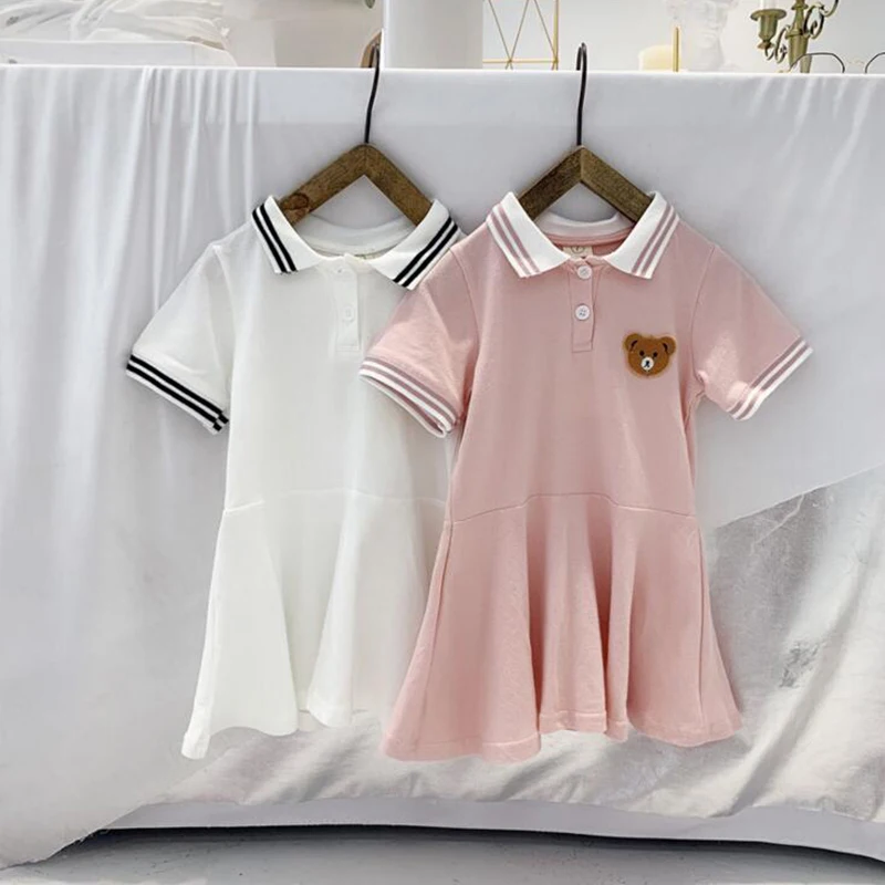 

2019 Girls Summer Dress New Designed Polo Vestidos Short Sleeve Ruffled Clothing Casual Sports Kids Dress For Girls Wear