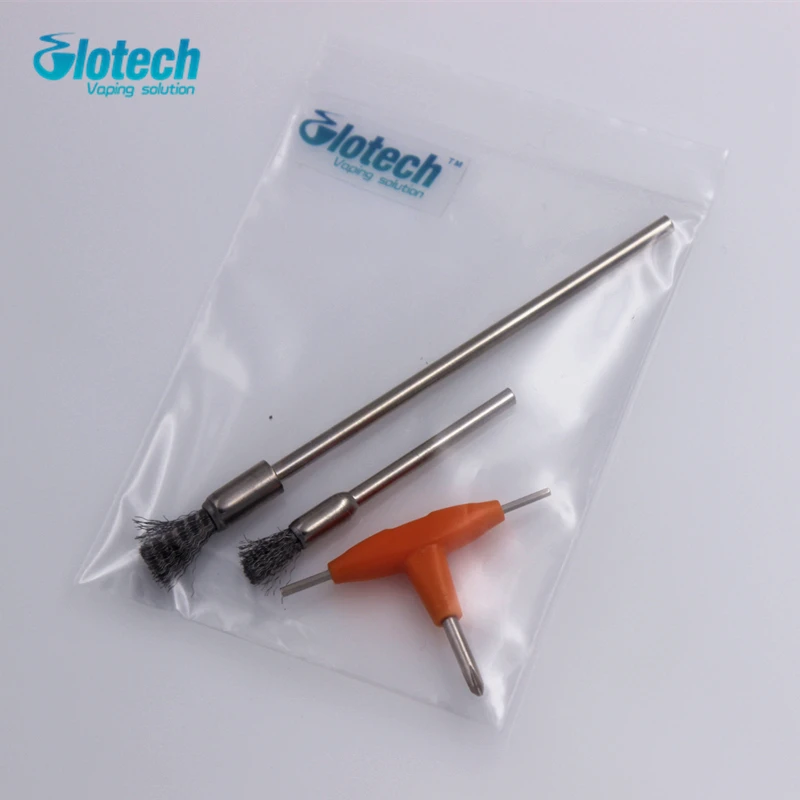 

Glotech long steel cleaning brush+short steel brush+T-type screwdriver DIY tools for RBA RDA RTA DIY atomizer tank vape tools