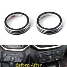 Interni Auto CD Volume Regolare L’interruttore Manopola Pulsante di Copertura Trim anello Per Jeep Grand Cherokee 2014 2015 2016 Car Styling accessori
