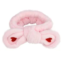 Мягкий коралловый флис вышивка любовь аксессуары для волос Мягкий Ворс уши кролика повязка на голову для ребенка мыть лицо помощник#0314 BB