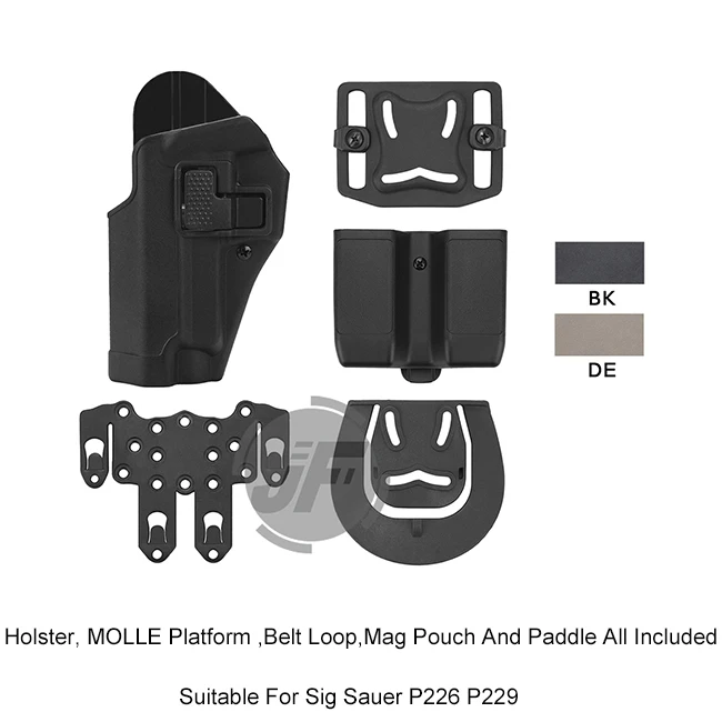 

Tactical CQC Serpa Quick Left Hand Paddle Belt Loop Pistol Holster w/ MOLLE Platform & Magazine Pouch for Sig Sauer P226 P229