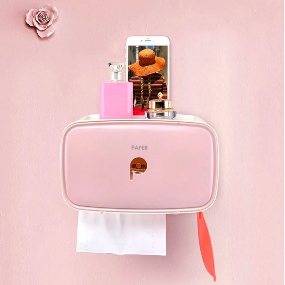 Multi-Function Waterproof Bathroom Toilet Roll Paper Holder Paper Phone Holder With Storage Shelf Rack