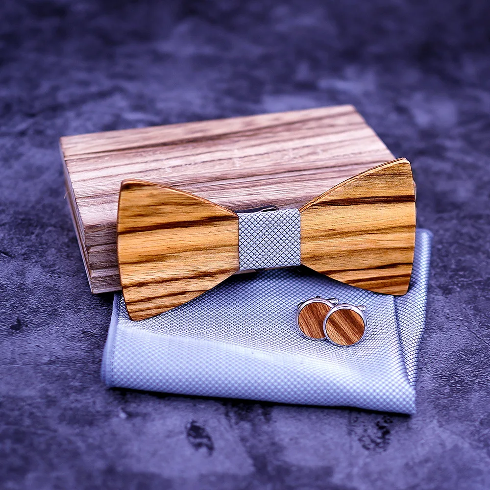 Новое поступление 2019 года повседневное бизнес Зебра деревянный лук галстук набор европейский и американский тренд твердой древесины