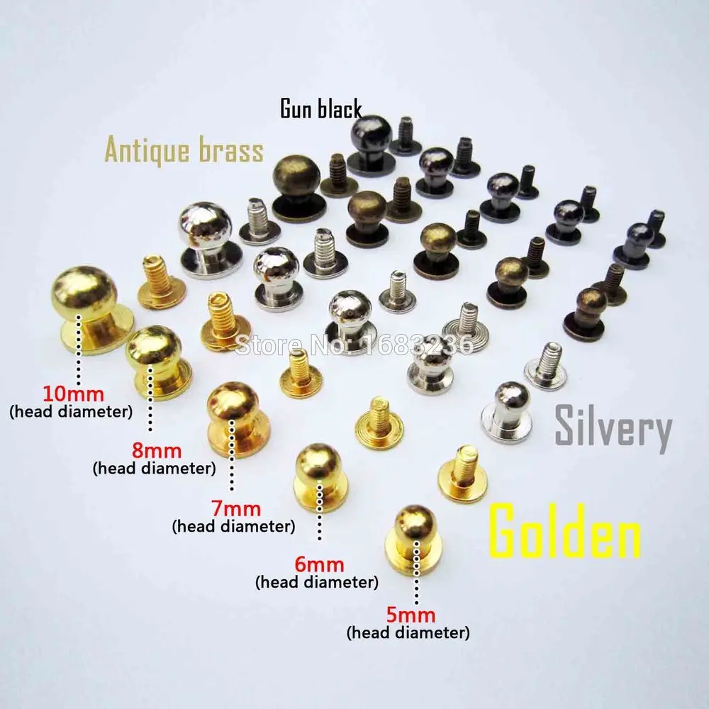 20pcs Solid Brass Round Head Stud Spot Screwback Screw Back Leather