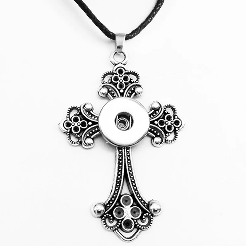 Крест луна цветок дерево Винтаж 18 мм ожерелье с кнопкой DIY Ювелирные изделия NC09 - Окраска металла: Q