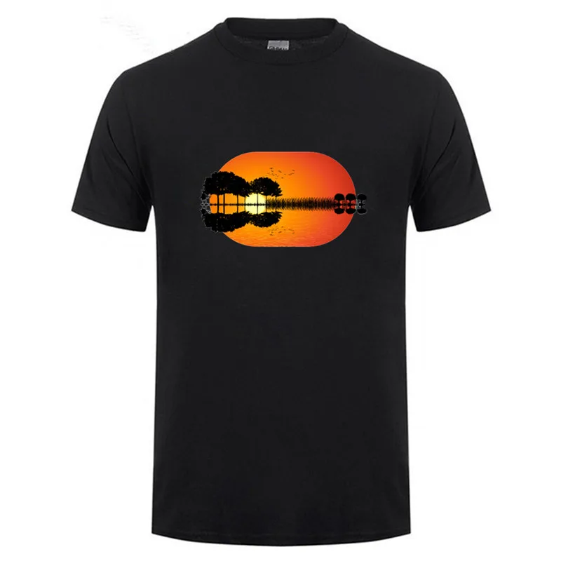 New Arrival guitar island sunset mens t shirt Spring Autumn Loose t-shirt men large Unique tshirt | Мужская одежда