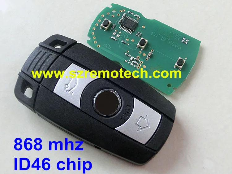 car key For bmw 3 button smart card 868mhz with electric transponder ID46 chip uncut smart