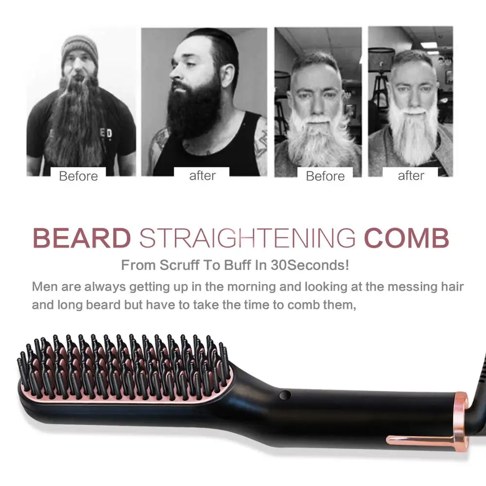

3 in1 Beard Straightener Hair Brush Quick Heater Ionic Electric Straightener Curls Comb Multifunctional Hair Styling Tool