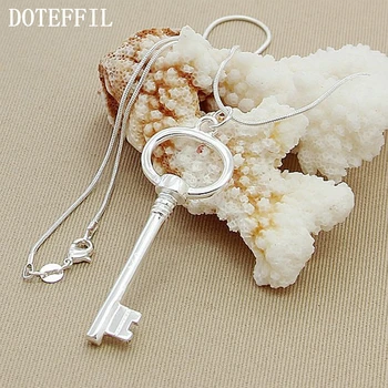 

DOTEFFIL 925 Sterling Silver Round Key Pendant Necklace 18 Inch Snake Chain For Woman Wedding Engagement Party Charm Jewelry