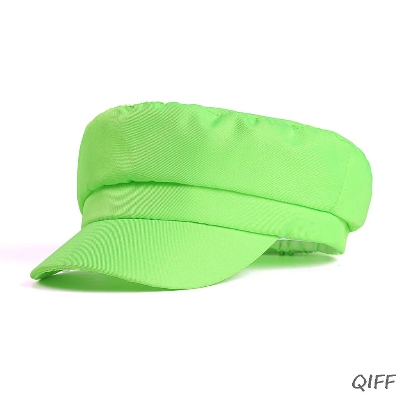 Женские летние шляпы Newsboy яркие флуоресцентные однотонные винтажные таксисты художника берет с козырьком Кепка Хип-Хоп Уличная одежда