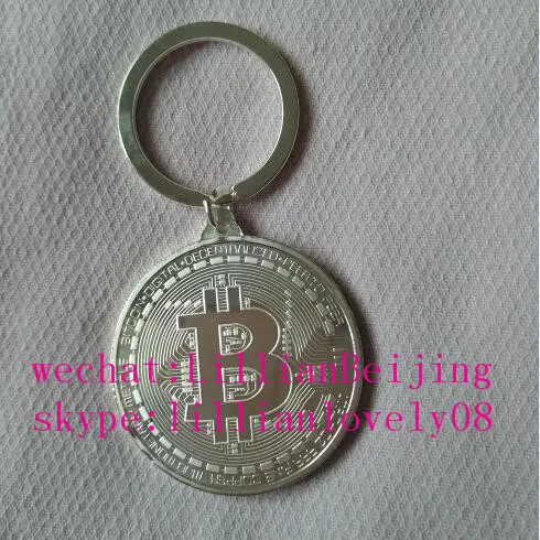 

Silver color bitcoin key chain bitcoin medal gift of btc miner asic mining machine