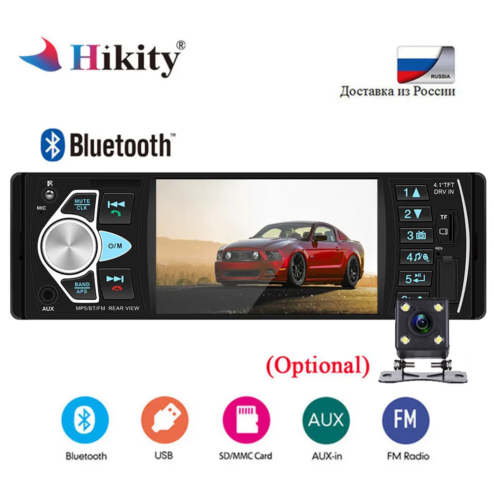 

Hikity 4022D 1Din Autoradio 4.1 Inch Bluetooth Stereo Car Radio Car Vedio audio MP3 FM Remote Control Support Rear View Camera