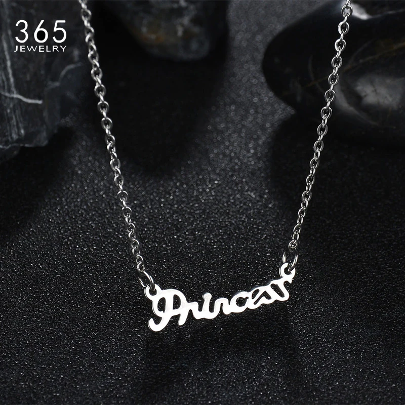 

Charm Jewelry Stainless Steel Personalized Letter Necklaces For Women Gold Chain Princess Pendant Necklace Girlfriend Gift