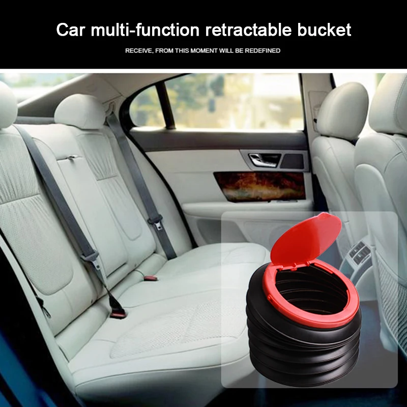 

Capacity 4L Black Multifunctional Magic Car Container Barrel Trash Bin Foldable Storage Bucket Car Trash Can