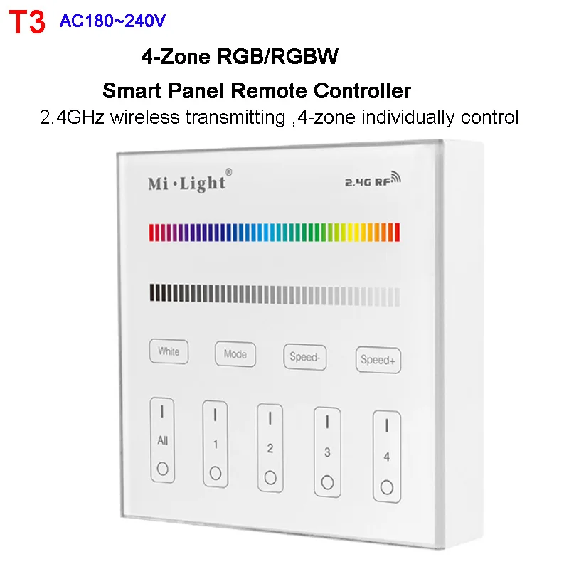 MiBOXER 2,4G 4-Zone RGB/RGBW Светодиодная лента Диммер Яркость смарт-панель WiFi iBox умный светильник контроллер WL-Box1 - Цвет: T3  220V