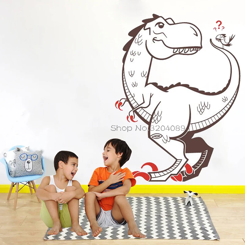 Фото Тираннозавр наклейки на стену для детской комнаты виниловые Настенная Наклейка