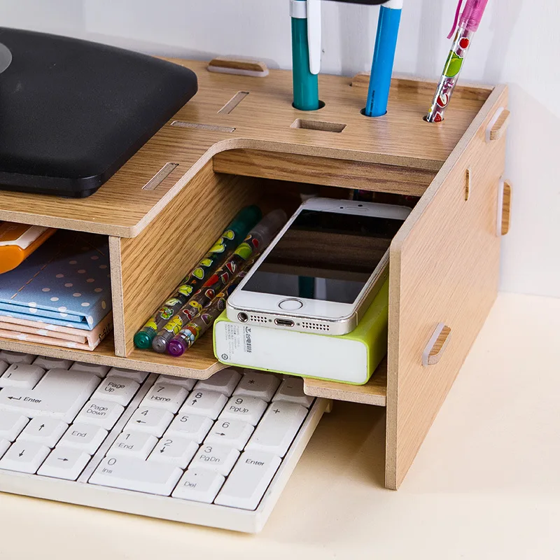 Wood Diy Increase Computer Keyboard Display Rack Organizer Office Wood Diy Increase Computer Keyboard Display Rack Organizer Office Table Desktop Storage Shelf Cabinet With Drawer In Bo Bins From