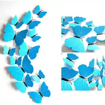 

12PCS/Lot PVC 3D Accessories For Kitchen Modern Butterfly Stickers Wall Home Wedding Decor Kids Bedroom Decor Y40