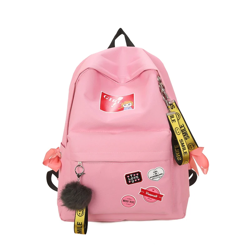 Красивая Стильная дизайнерская школьная сумка для девочек, высококачественный нейлоновый школьный рюкзак, модная ПРЕКРАСНАЯ школьная сумка для девочек, рюкзак - Цвет: Pink