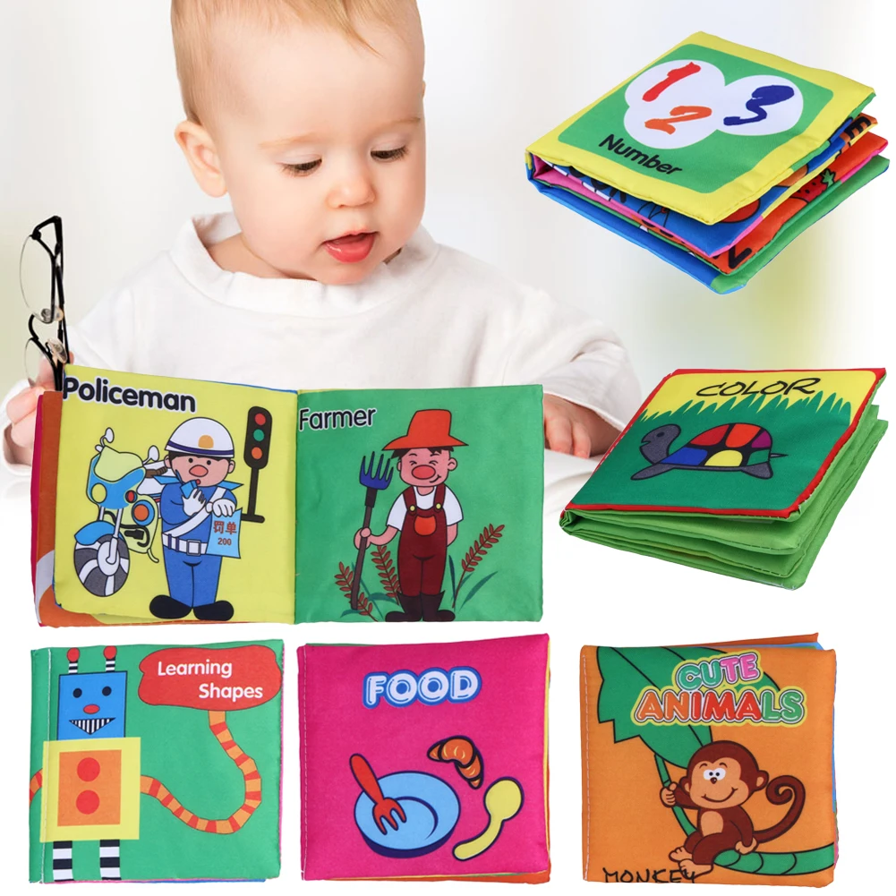 6 Patterns Baby Toy Soft Cloth Books Rustle Sound Infant Educational Stroller Rattle Toy Newborn Crib