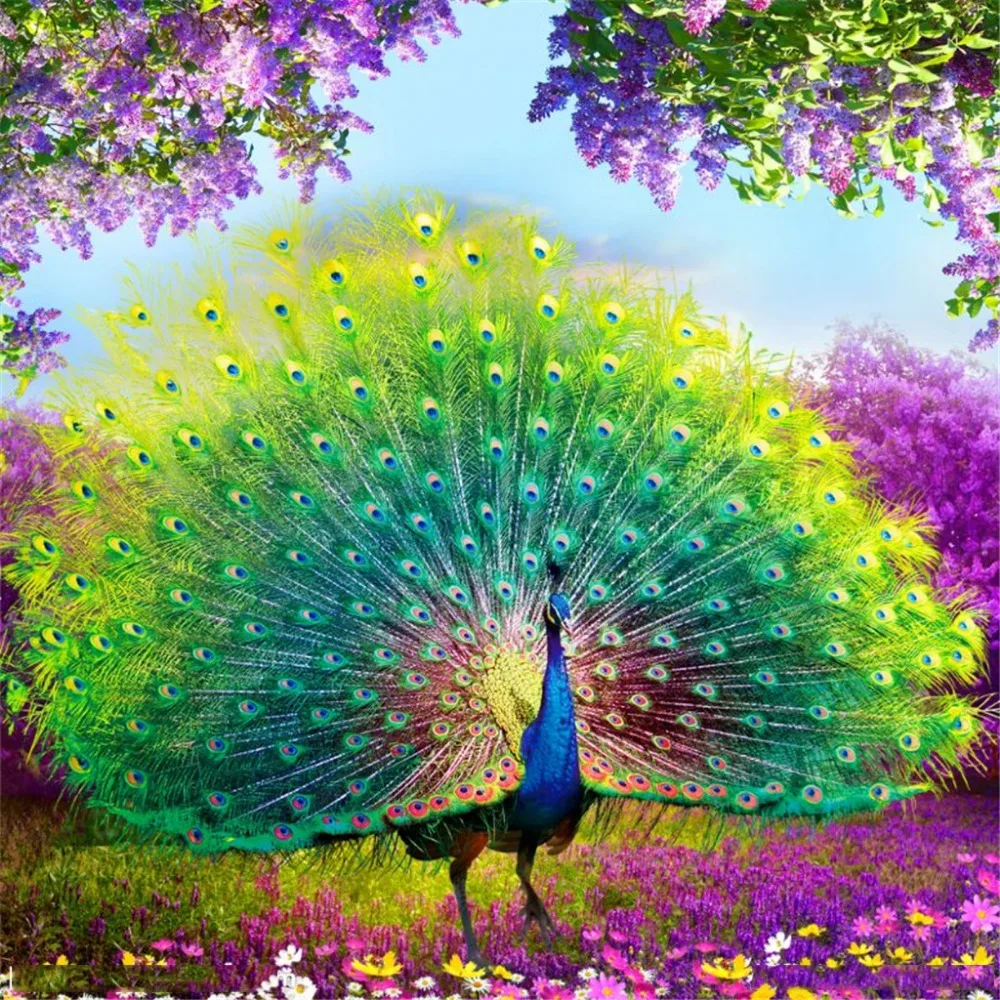 Пользовательские 3D занавес красивый павлин в цветы везде Гостиная Спальня Красивая практичная затемненная занавеска s