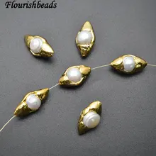 24 К золото натуральный пресноводный жемчуг маркиза глаз Форма Spacer Loose бусы DIY расходных материалов для изготовления ювелирных изделий 5 шт. в много