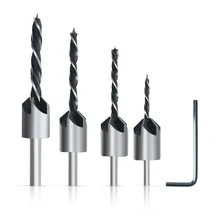 4pcs 3/4/5/6mm Sink Hole Reaming Woodworker Woodworking Hss 5 Flute Countersink Drill bit Three Sharp Reamer Carpentry Chamfer