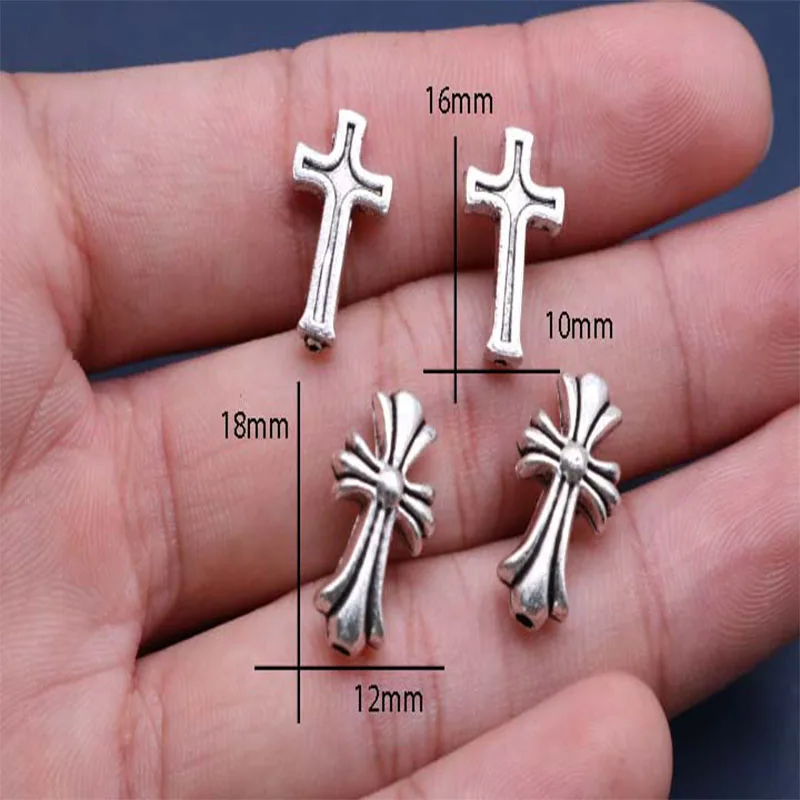 

100 pieces. Hollow Jesus Cross Cross, Beaded Jesus Cross Bracelet Necklace Hollow Medal.