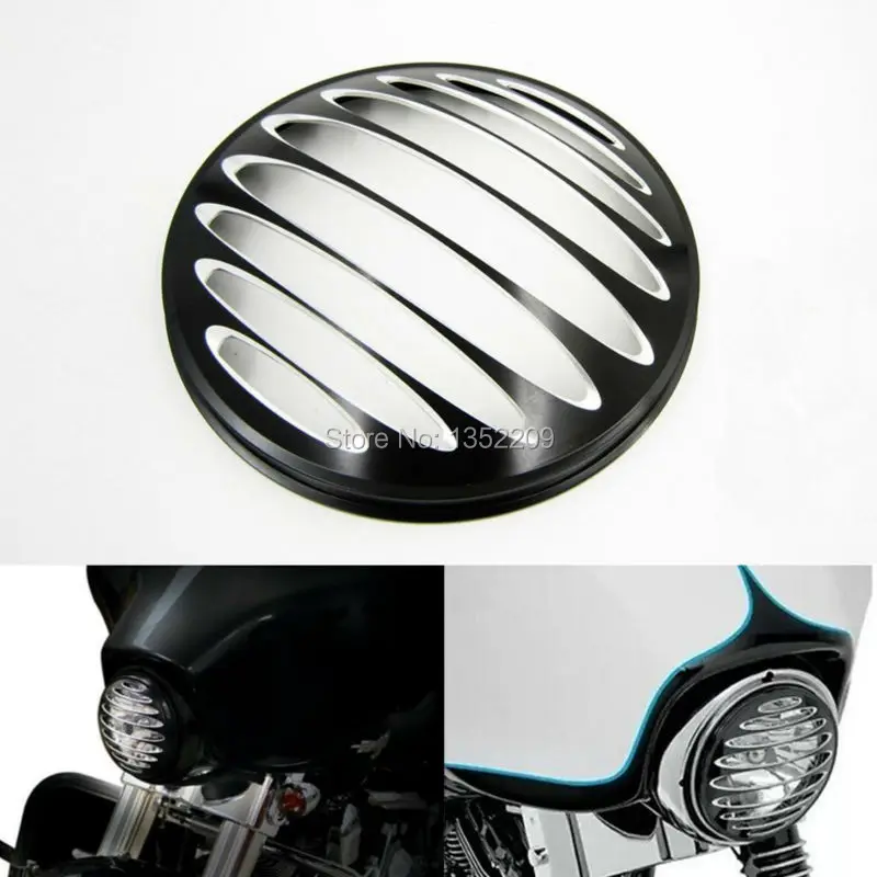 7" Black CNC Aluminum Headlight Grill Cover Fits For Harley Sportster