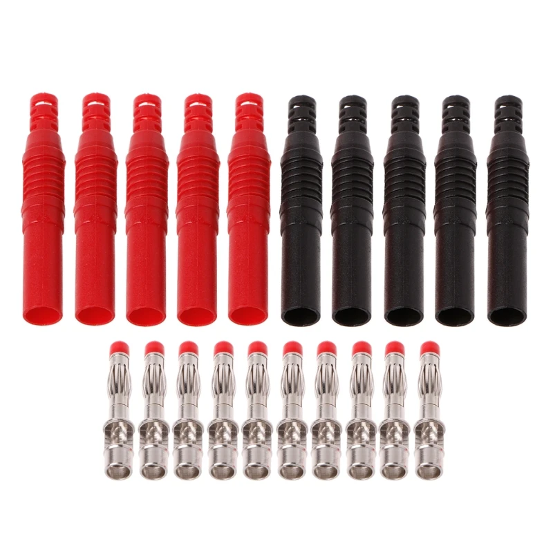 

10 Pcs Straight Insulated Safety 4mm Male Banana Plug Wire Solder DIY Connectors