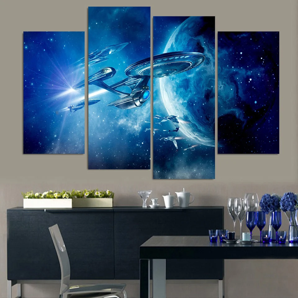 4 Stücke Star Trek Movie Game Poster Wandkunst Bild Dekoration Wohnzimmer Leinwanddruck Bild Druck Auf leinwand in 4 Stücke Star Trek Movie Game Poster